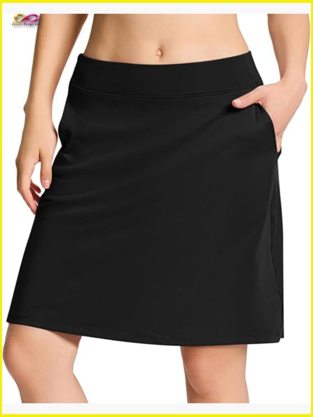 Longer Length Active Skort with Built-In Shorts and Zip Pockets